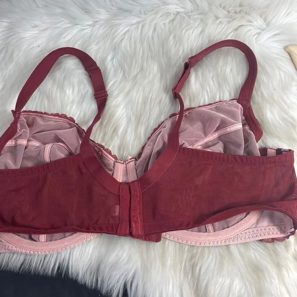 Cacique Wine Red Lace Full Coverage Unlined Bra Sz 44DD‎